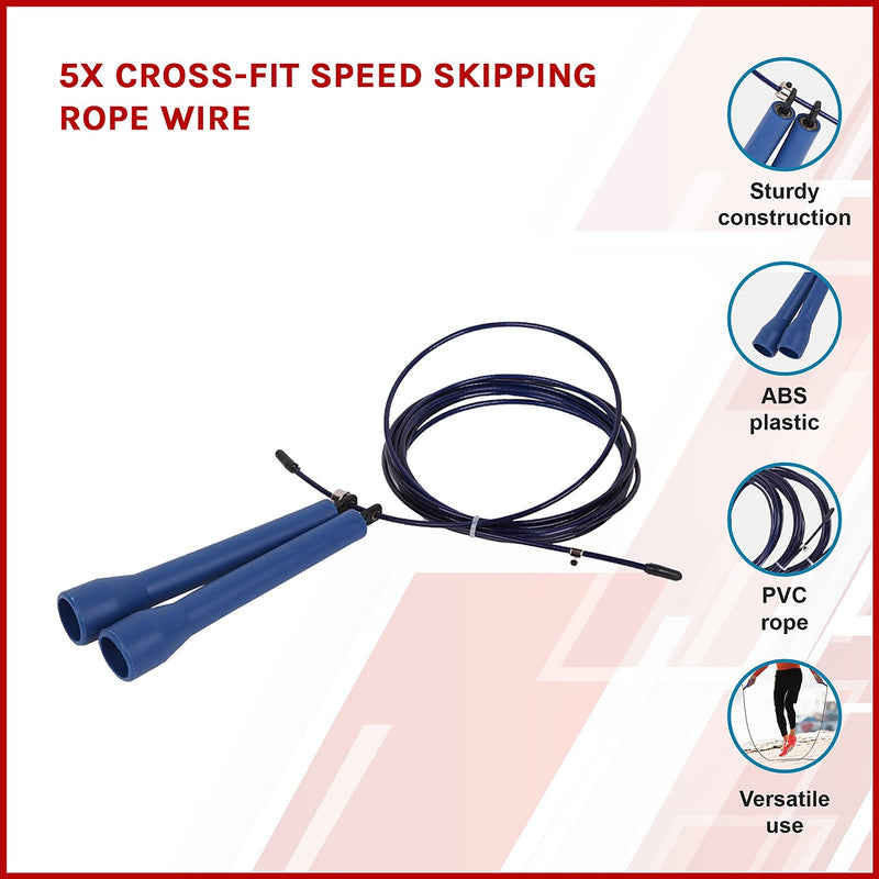 5x Cross-Fit Speed Skipping Rope Wire Stamina Exercise Equipment