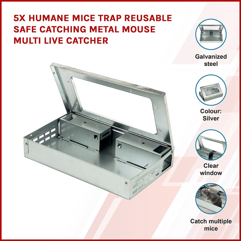 Multi-catch trap catches metal mice