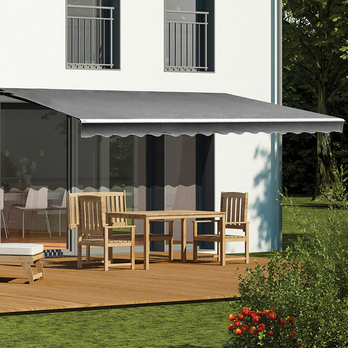 Outdoor Folding Arm Retractable Sunshade Awning in Grey - 4x2.5m