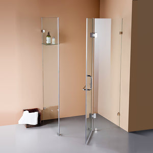 Frameless 10mm Glass Shower Screen 100 x 100cm Nickel Hinges/Brackets and Round Handle