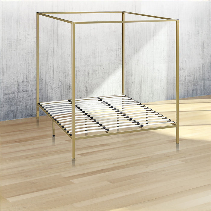 4 Four Poster King Bed Frame - Gold