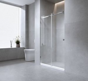 120cm Frameless Glass Sliding Shower Door with Nickel Rail and Hardware