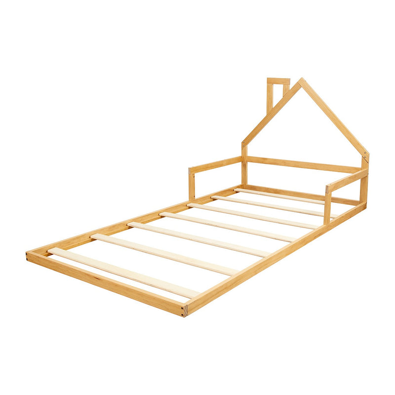 Pine Wood Floor Bed House Frame for Kids and Toddlers - King Single ...