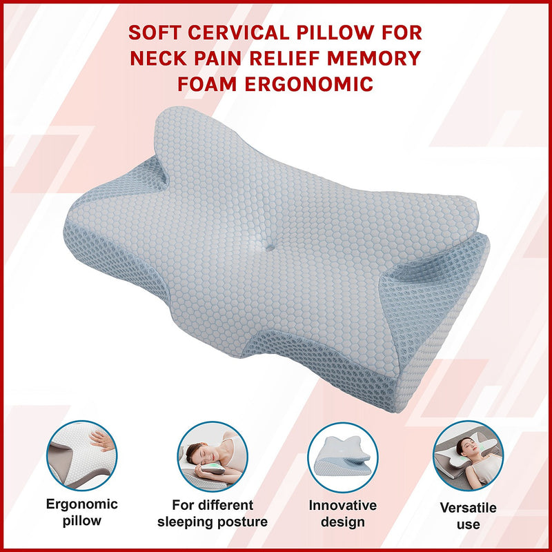 Soft Cervical Pillow For Neck Pain Relief Memory Foam Ergonomic - Home 