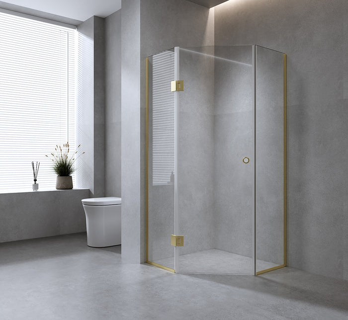 100cm Frameless Diamond Shower Screen with Nickel Channels and SS Hinges