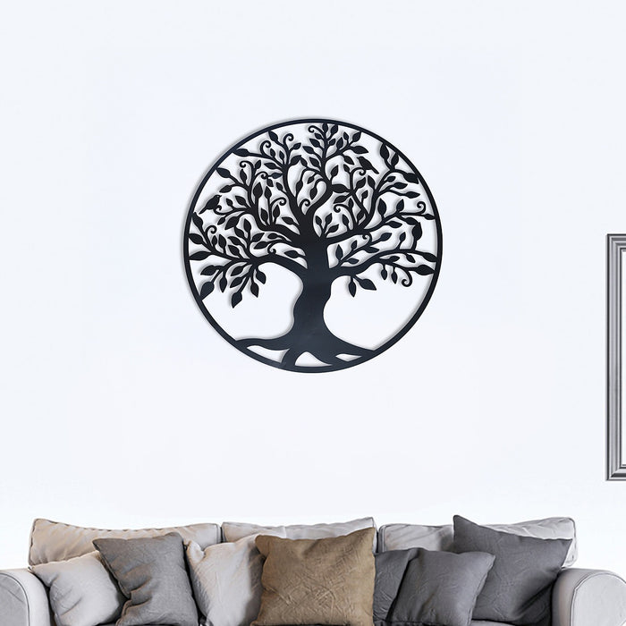 60cm Black Tree of Life Wall Art Hanging Metal Iron Sculpture Garden