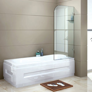 Frameless Glass Bath Screen 70 x 145cm Nickel Finish