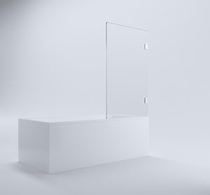 90cm Frameless Swing Bath Panel with Black Hardware