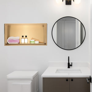 641 x 336 x 101mm Shower Niche Single Shelf Organizer No Tile Needed in Gold Finish