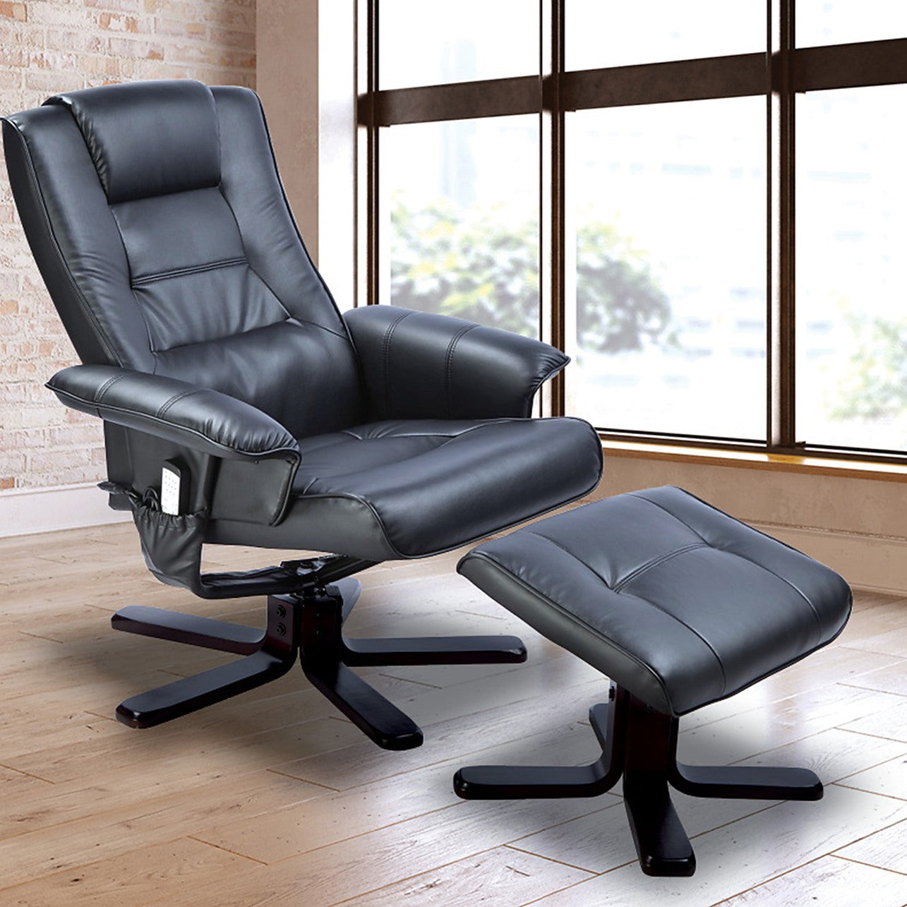 Non reclining discount chair with footrest