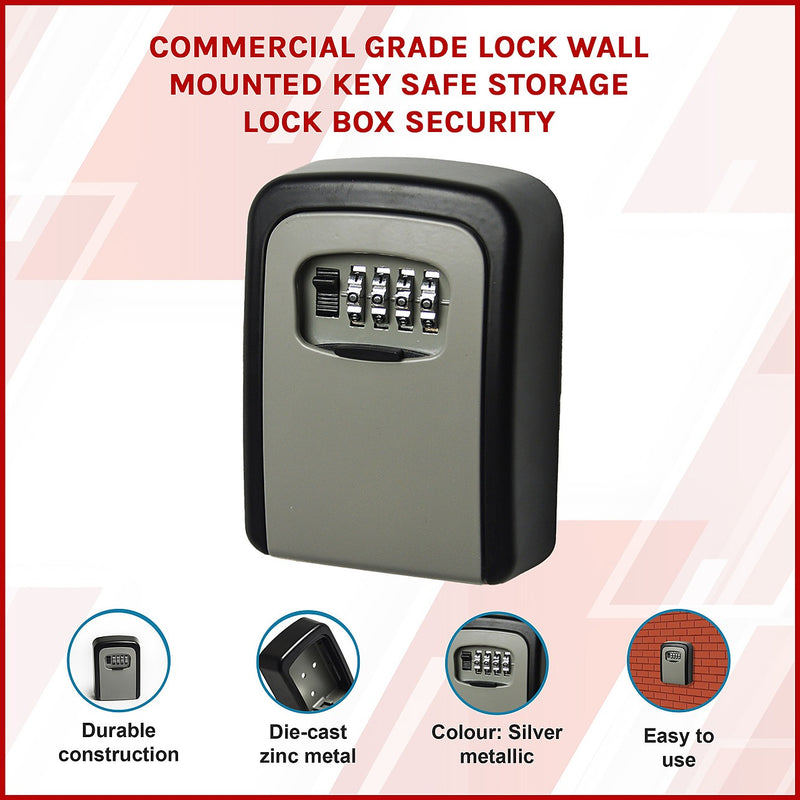 Commercial Grade Lock Wall Mounted Key Safe Storage Lock Box security ...