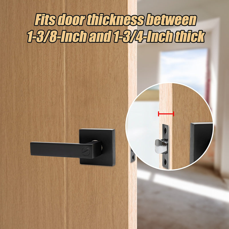 Door Handle Set Lever Privacy Function Square Black - Privacy - Square ...