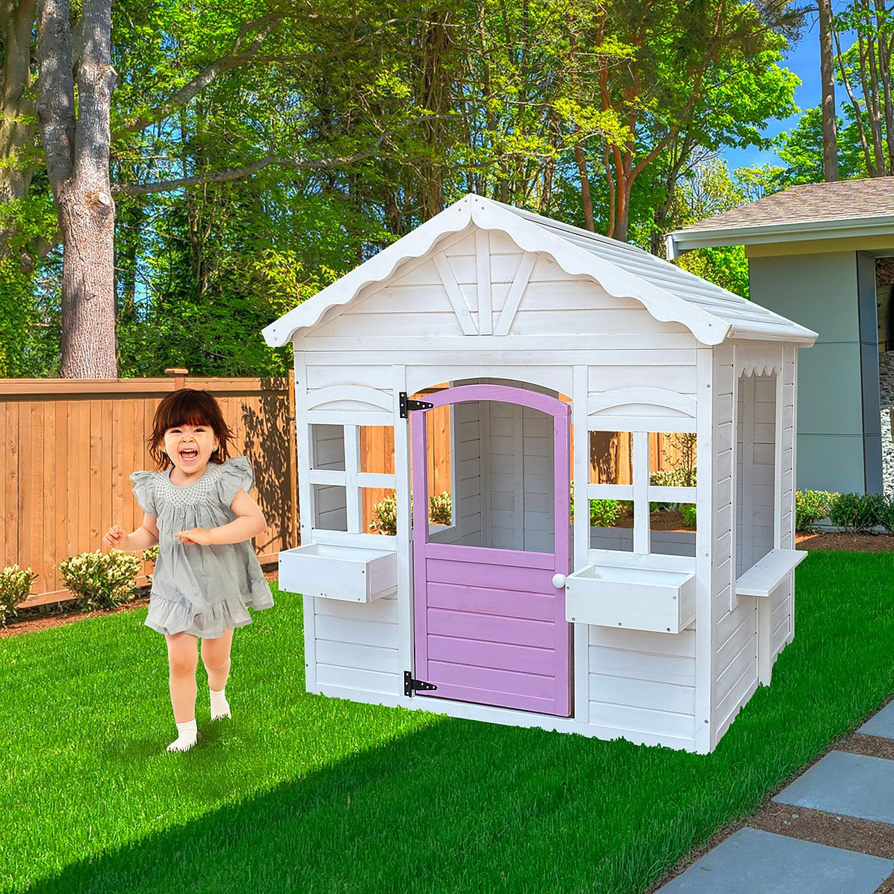 Cubby House Kids Wooden Outdoor Playhouse Cottage Play Children Timber Multi Coloured Games Hobbies Outdoor