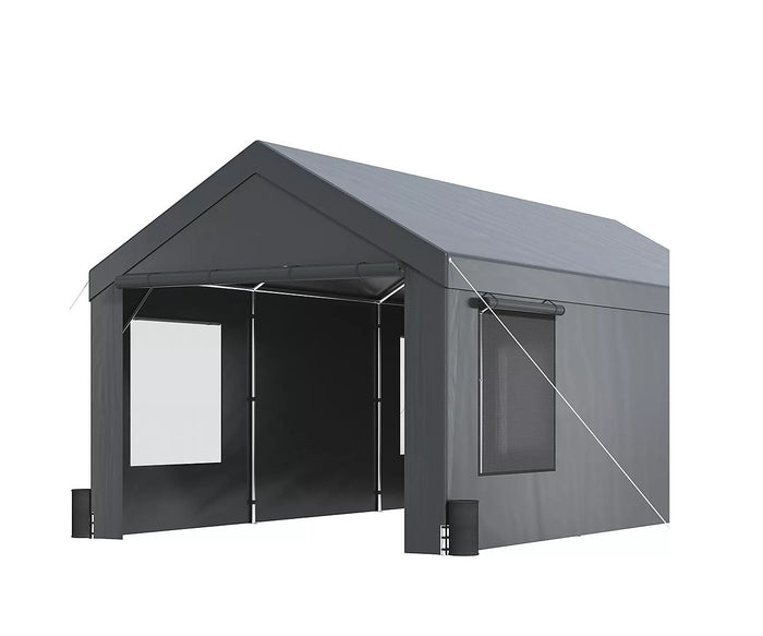 Carport Car Canopy Garage Tent 3.5x6m with 8 Legs & Sidewalls Windows