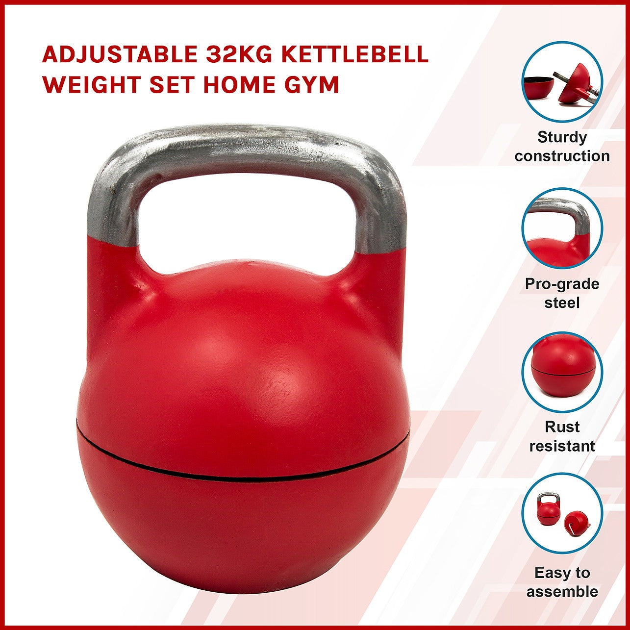 Adjustable Kettlebell 12kg-32kg, Competition Style