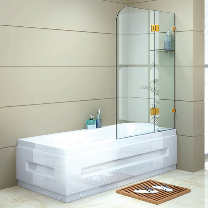 Frameless Glass Bath Screen 90 x 145cm Gold Finish