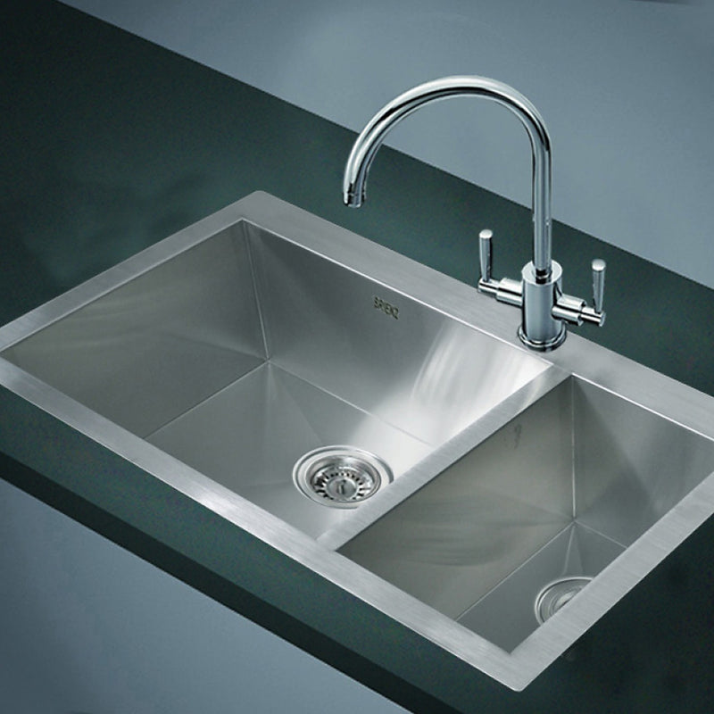 1.2mm Handmade Double Stainless Steel Sink with Waste - 745x470mm ...