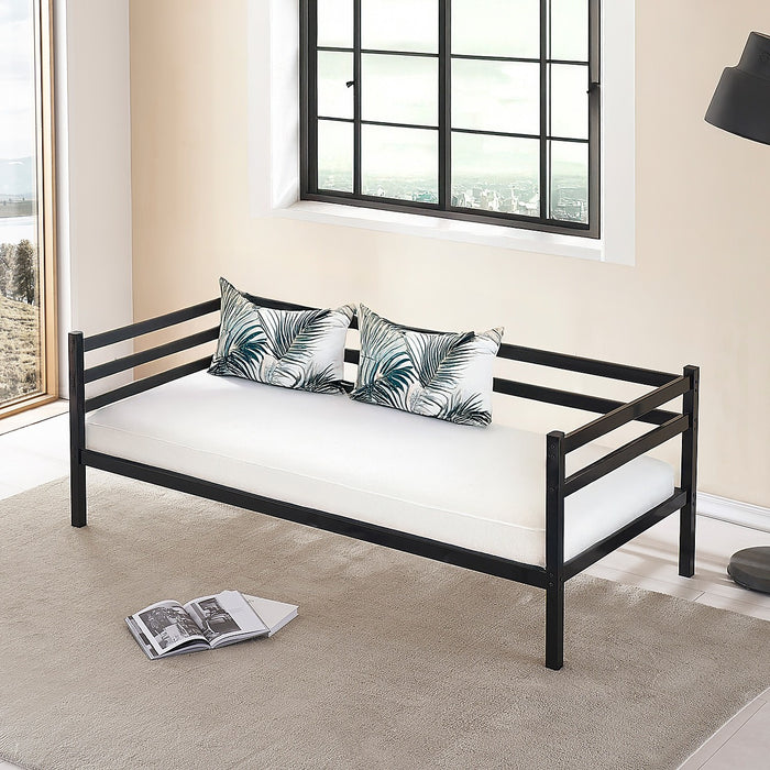 Single Daybed Metal Frame Sofa Premium Black Day Bed Steel Support