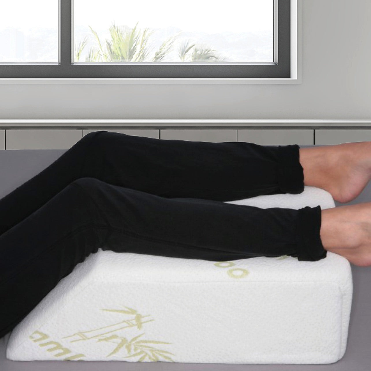 Leg Elevation Pillow with Memory Foam & Cooling Gel - Wedge Pillow for