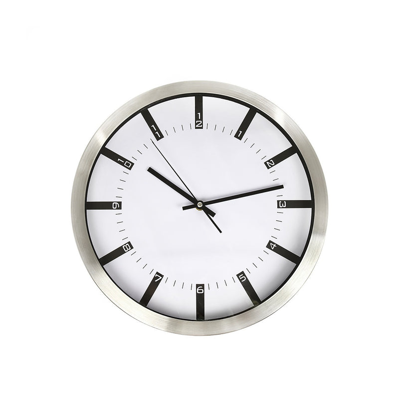 Modern Wall Clock Silent Non-Ticking Quartz Battery Operated Stainless ...