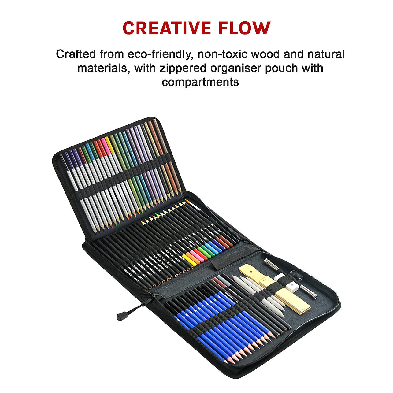 hhhouu Drawing Set Arts Professional Kit Graphite & Colored Charcoal P