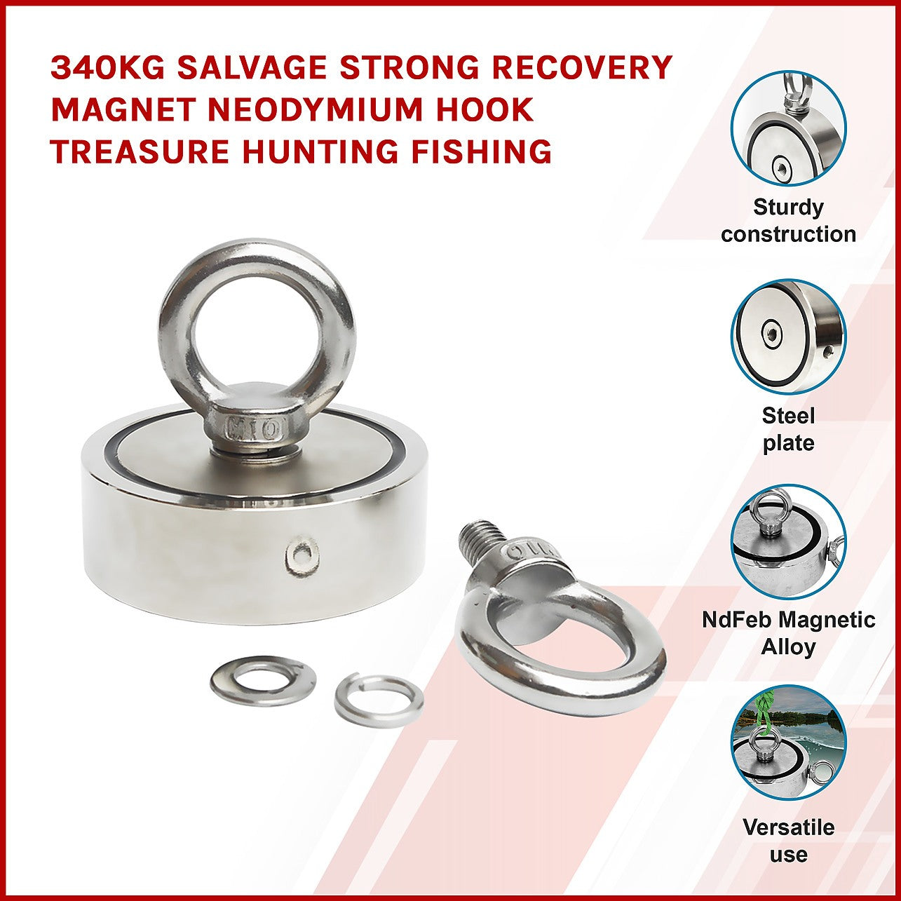 200-1000 LBS Salvage Strong Recovery Fishing Magnet Kit Neodymium Hook  Treasure - Conseil scolaire francophone de Terre-Neuve et Labrador
