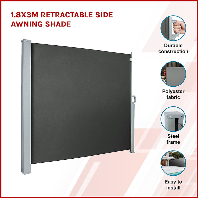 1.8X3M Retractable Side Awning Shade - DIY & Renovation > Awning