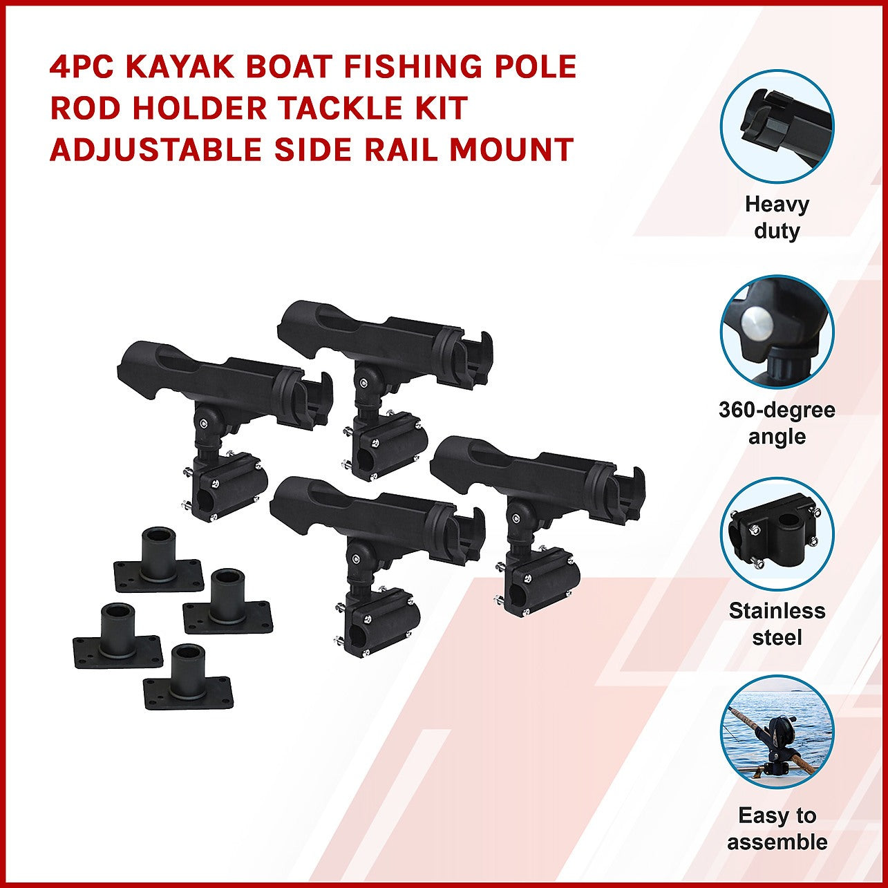  4Pcs Fishing Rod Holders Racks, Portable Rod Holder with  Screws, Fishing Pole Holders for Boats, Garage, Cooler, Trailer, Kayak :  Everything Else
