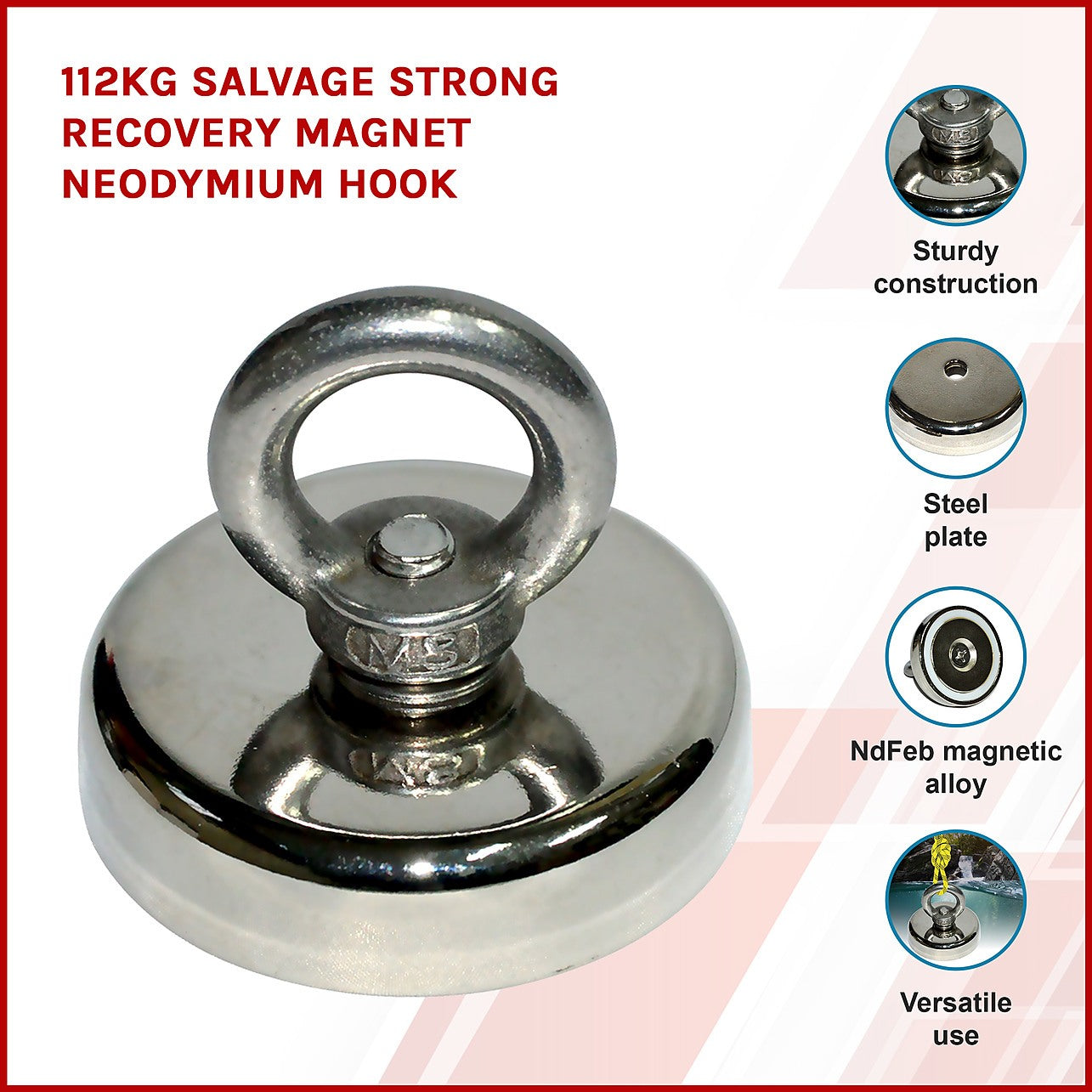 Salvage Strong Recovery Magnet Neodymium Hook Treasure Hunting