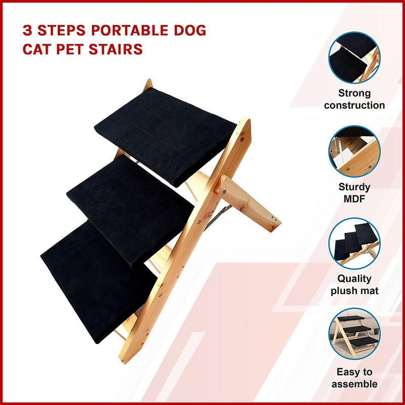 3 Steps Portable Dog Cat Pet Stairs - Home & Lifestyle > Pet Supplies