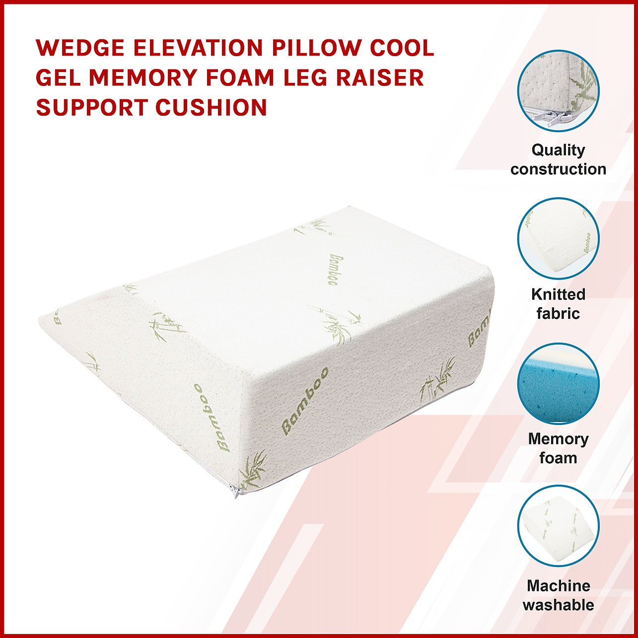 Abco Tech Leg Elevation Pillow with Cooling Gel Memory Foam, High-Density  Hypo-Allergenic Wedge Pillow, Leg Pillow Includes Washable White Cover