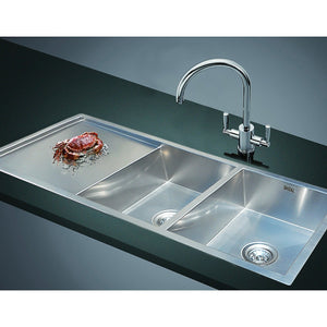 1160x460mm Handmade Stainless Steel Sink with Waste and Drain Plug - Undermount/Topmount