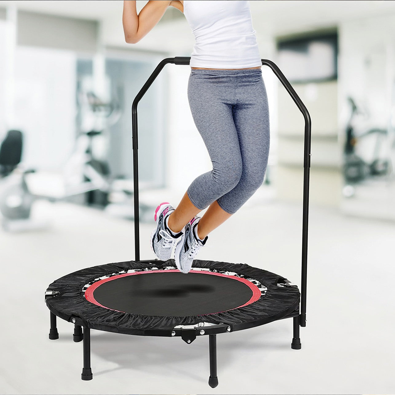 Leaps & Rebounds 40 Adjustable Stability Bar Attachment With 40 Mini  Fitness Trampoline And Home Gym Rebounder For Cardio Exercises, Red : Target