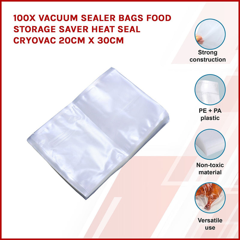 100x Vacuum Sealer Bags Cryovac 20cm x 30cm | Australia's DIY ...